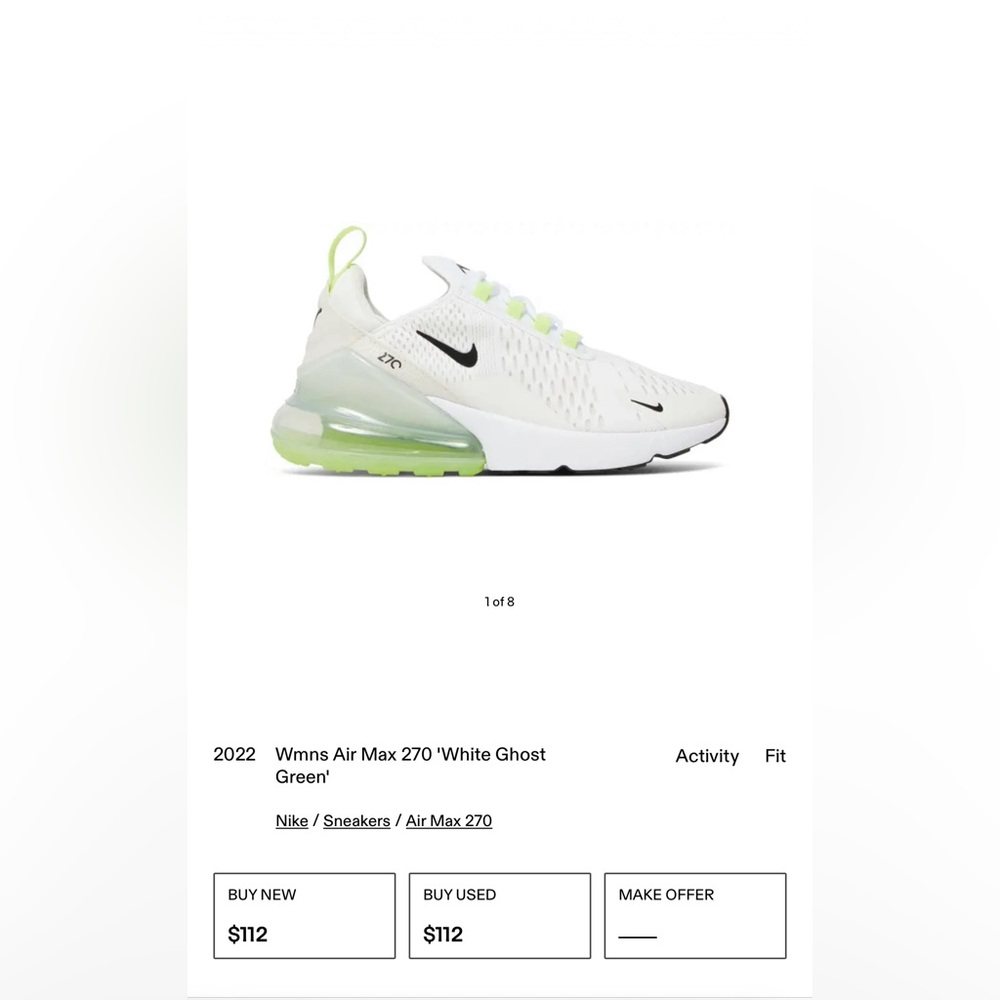 Nike Air Max 270 White and Neon Sneakers